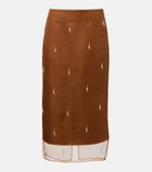 Róhe Embellished silk organza midi skirt