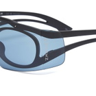 Alexander McQueen Men's Bio Injection Sunglasses in Black/Black/Blue 