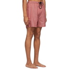 Solid and Striped Pink and Black The Classic Stripe Swim Shorts