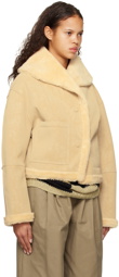 OPEN YY Beige Paneled Reversible Faux-Leather Jacket