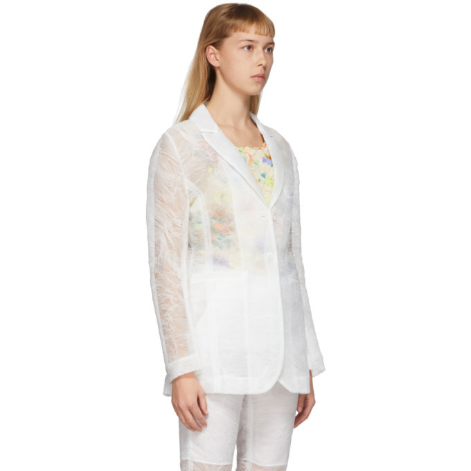 Cecilie Bahnsen White Organza Kapri Blazer Cecilie Bahnsen