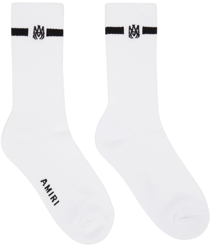 Photo: AMIRI White & Black Solid M.A. Socks