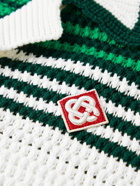 Casablanca - Camp-Collar Striped Crochet-Knit Cotton Shirt - White