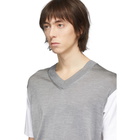 Junya Watanabe White and Grey Thin Knit Jersey T-Shirt