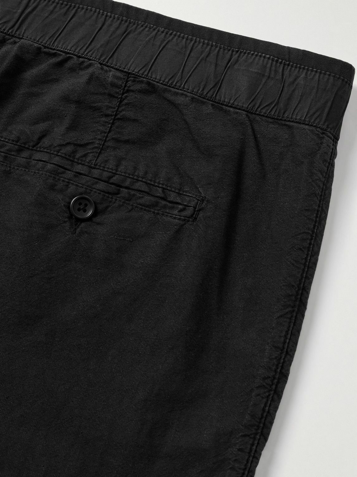 James Perse - Tapered Garment-Dyed Cotton and Hemp-Blend Trousers - Black