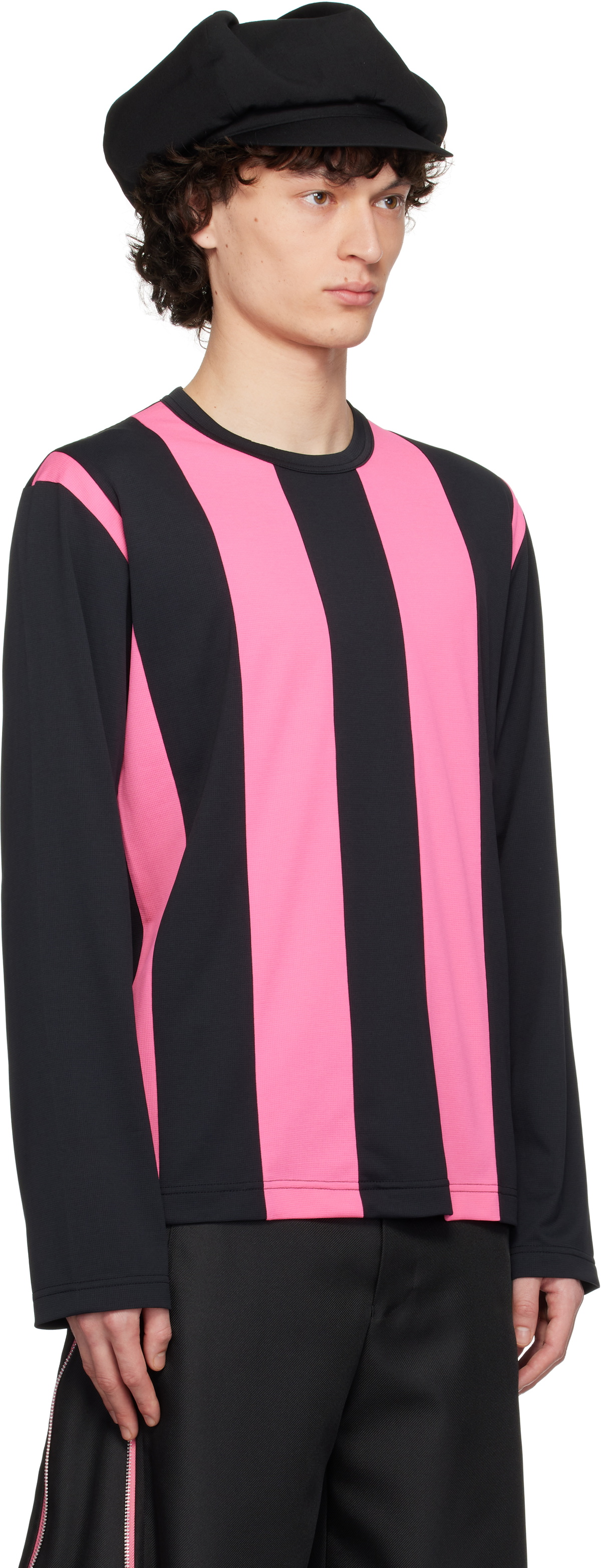 Comme des Garçons Homme Plus Black & Pink Single Jacquard T-shirt