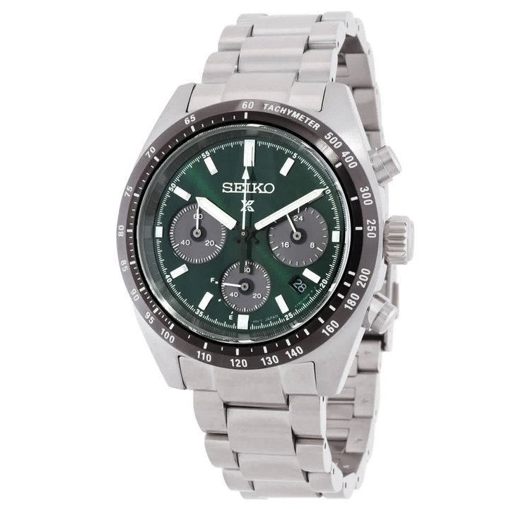 Photo: Seiko Speedtimer Chronograph Quartz Green Dial Mens Watch SSC933P1