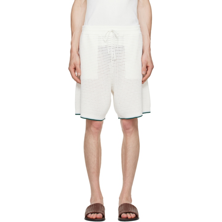Photo: Casablanca Off-White Palm Tree Emblem Crochet Shorts