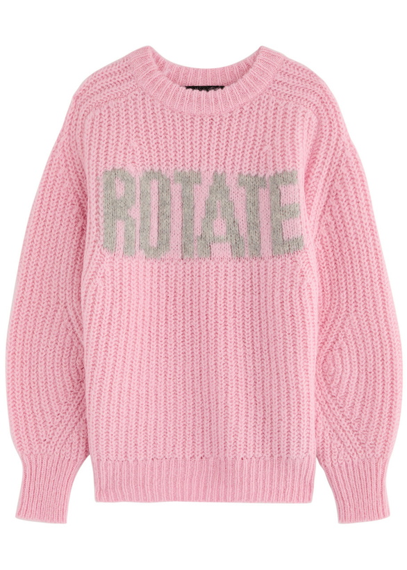 Photo: Rotate Sunday Logo-intarsia Wool-blend Jumper Lilac