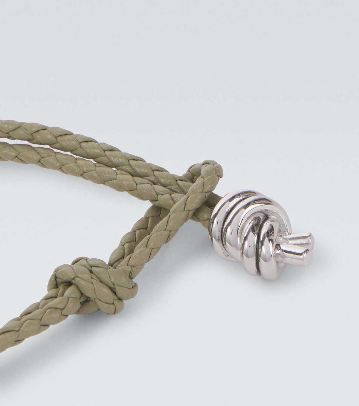 Bottega Veneta Leather-trimmed sterling silver bracelet