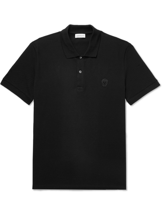 Photo: ALEXANDER MCQUEEN - Logo-Appliquéd Cotton-Piqué Polo Shirt - Black