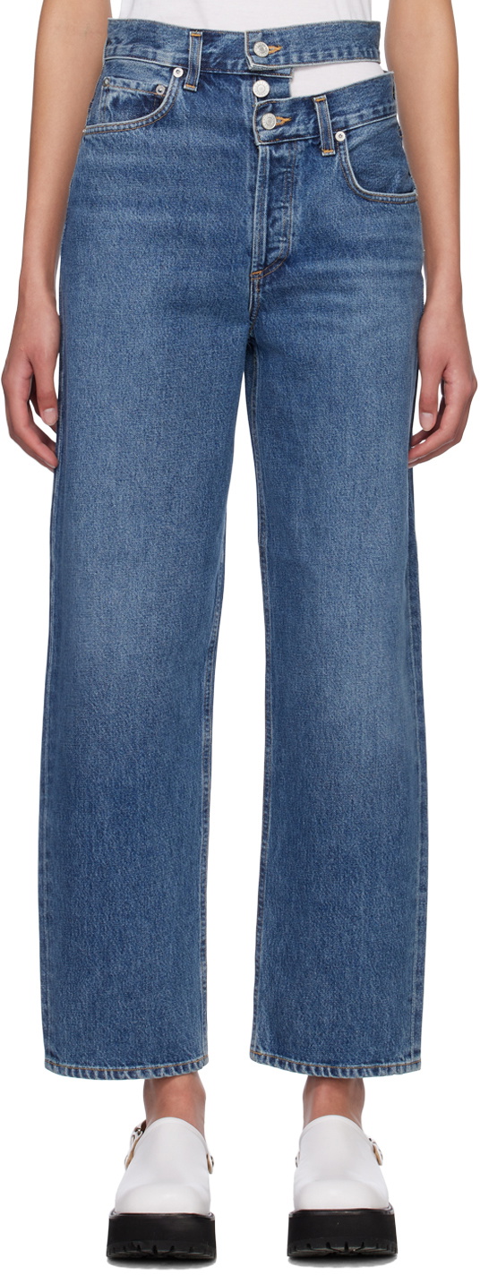 AGOLDE Blue Broken Waistband Jeans AGOLDE