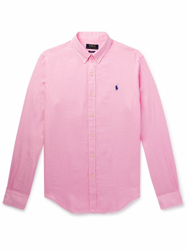 Photo: Polo Ralph Lauren - Slim-Fit Button-Down Collar Linen Shirt - Pink