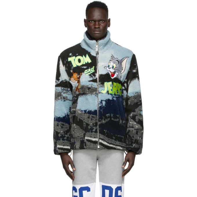 Photo: GCDS Blue and Grey Tom and Jerry Edition Napoli Pile Jacket