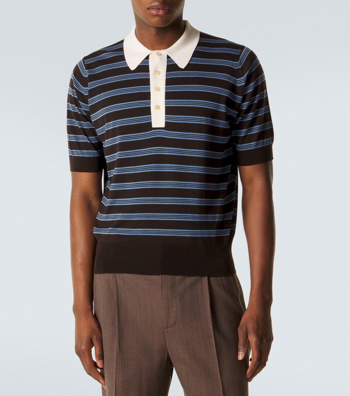 Wales Bonner Breeze striped wool polo sweater