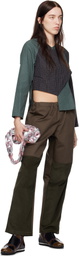 SC103 Navy & Green Peak Blouse