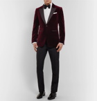 Dunhill - Burgundy Kensington Slim-Fit Faille-Trimmed Cotton-Velvet Tuxedo Jacket - Men - Burgundy