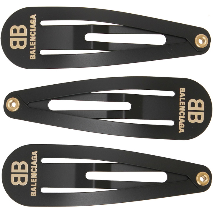 Photo: Balenciaga Three-Pack Black Hair Clips