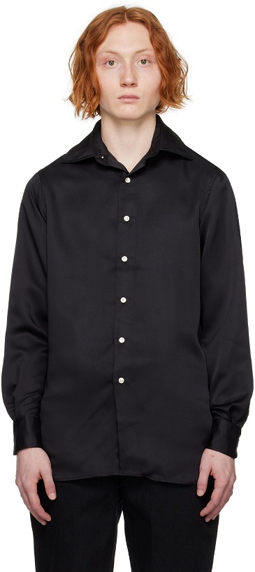 Photo: Factor's Black Silk Long Sleeve Dress Shirt
