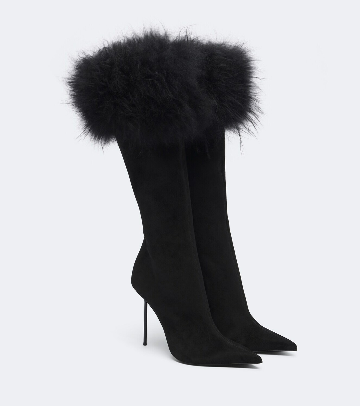 Paris Texas Lidia suede and shearling knee-high boots