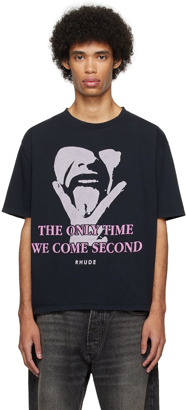 Photo: Rhude Black 'Come Second' T-Shirt
