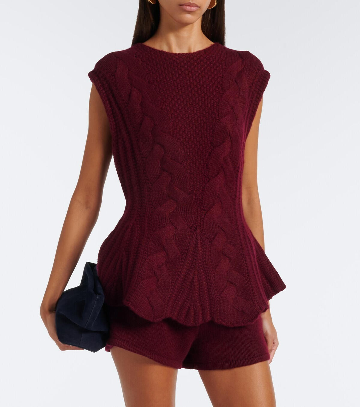 Lisa Yang Signy cable-knit peplum cashmere top