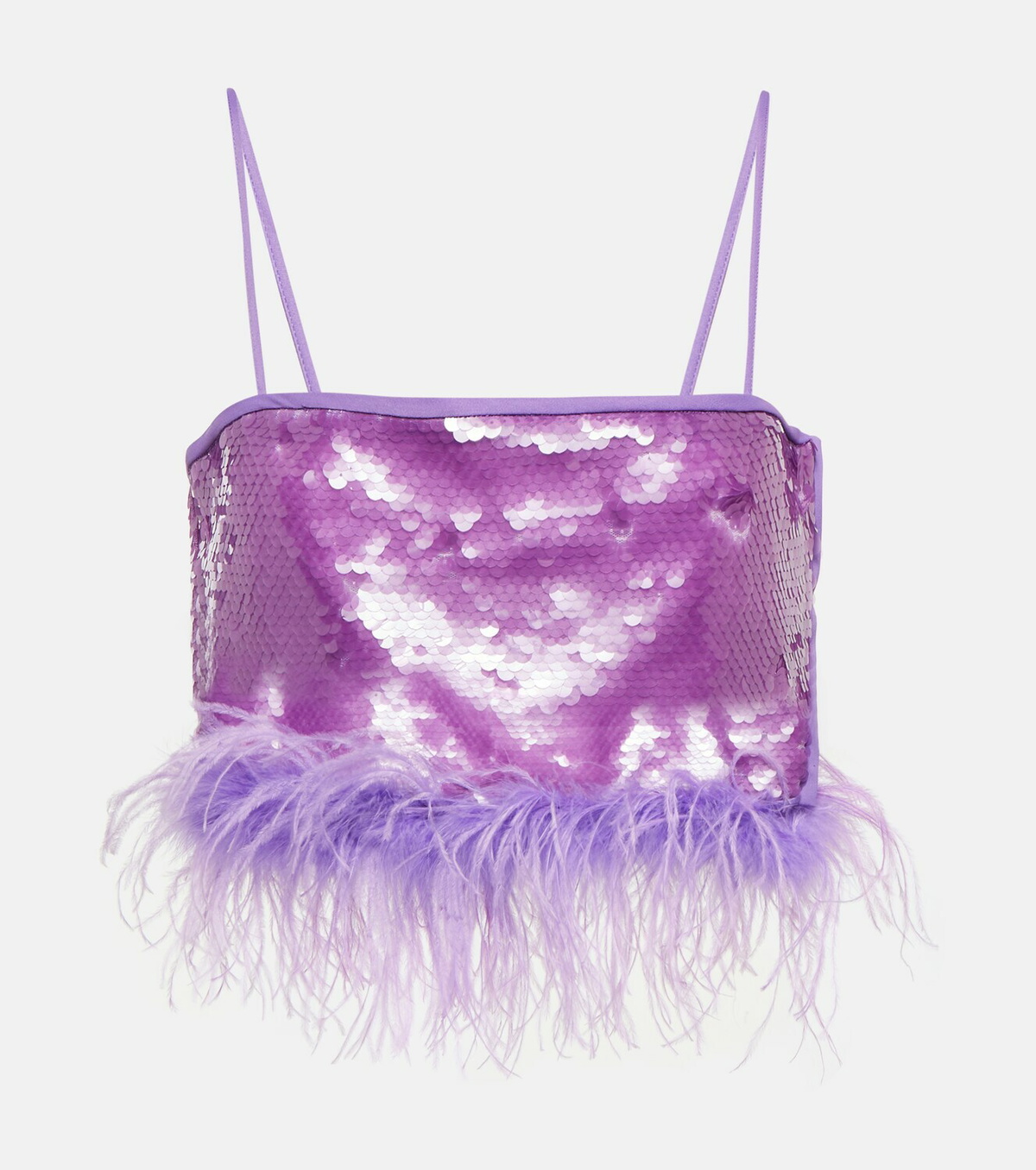 Giuseppe di Morabito Feather-trimmed sequined crop top