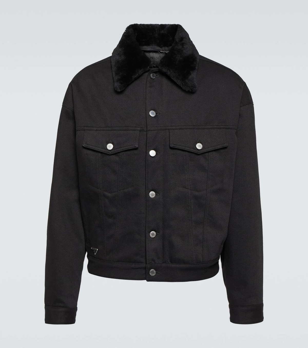 Prada Shearling-trimmed denim jacket Prada