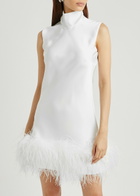 16 Arlington Umiko Feather-trimmed Mini Dress Ivory