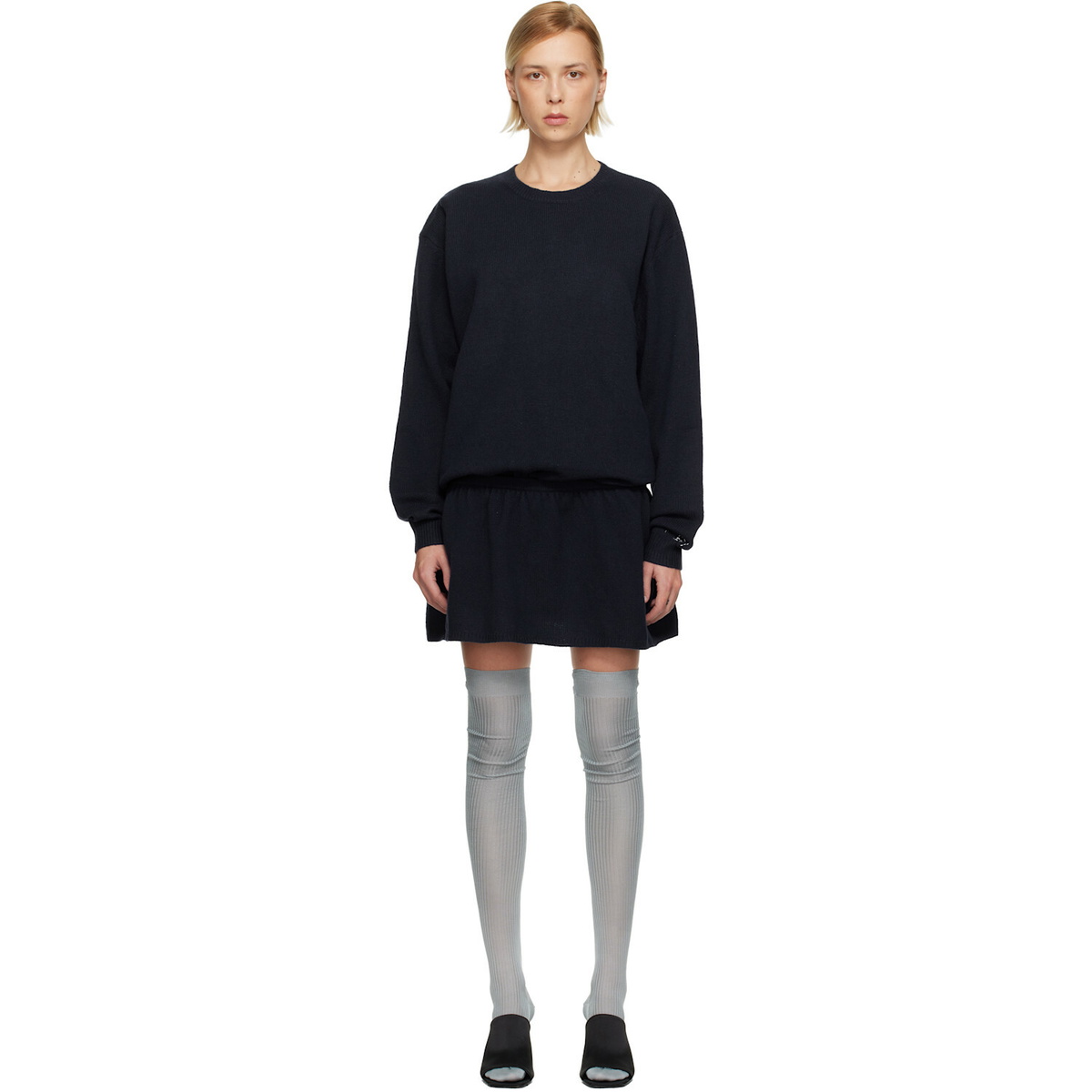 Sandy Liang Navy Kazia Knit Minidress
