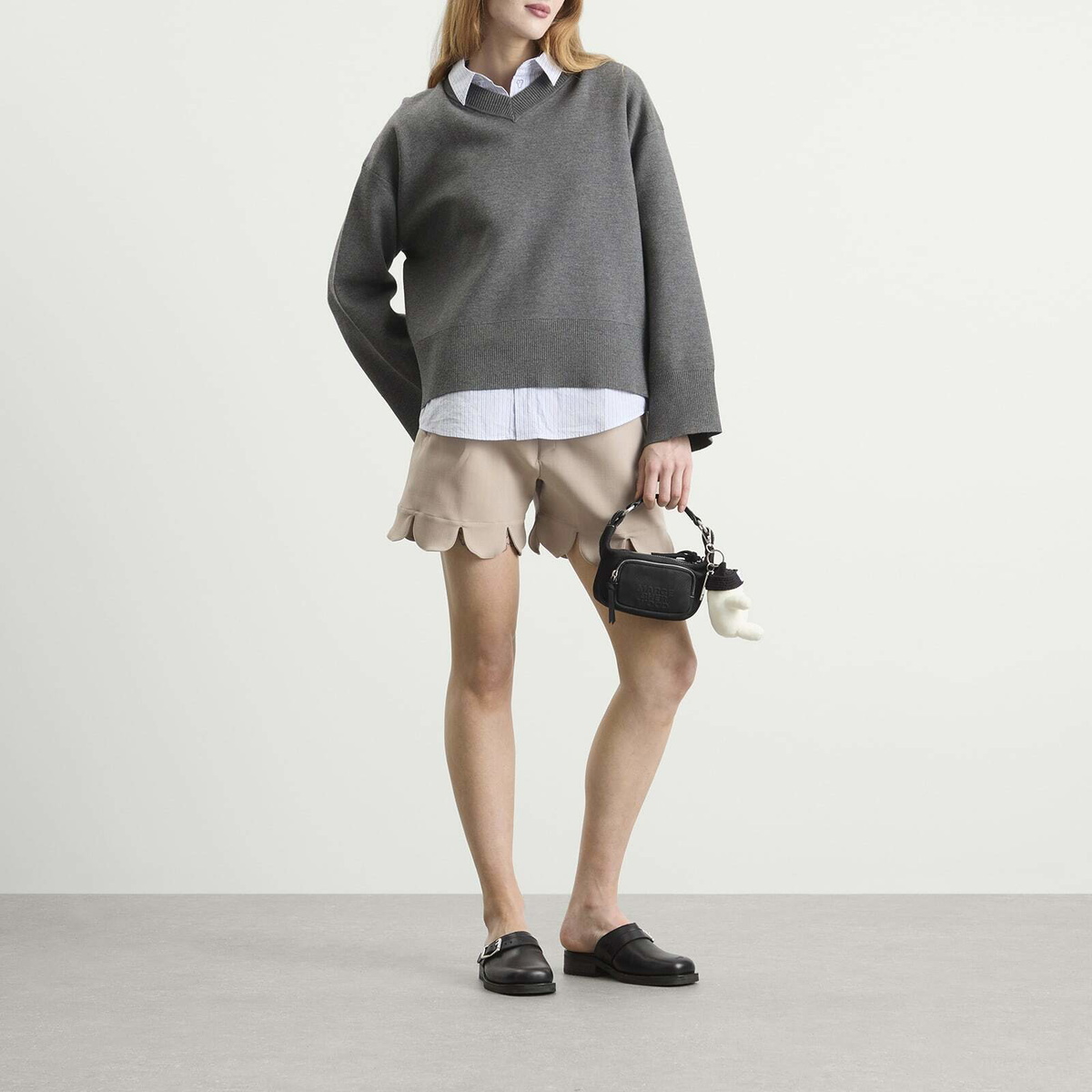 Charles Jeffrey Loverboy Women's Formal Scalloped Boxer Shorts in Beige