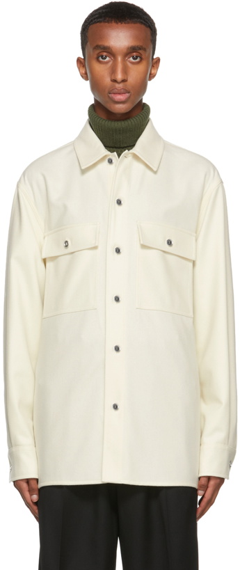 Photo: Jil Sander Off-White Compact Wool Shirt Jacket