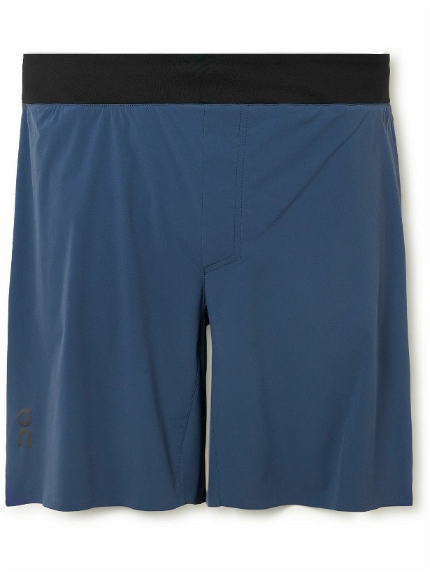 Photo: ON - Straight-Leg Logo-Print Stretch Recycled-Shell and Mesh Shorts - Blue