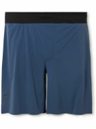ON - Straight-Leg Logo-Print Stretch Recycled-Shell and Mesh Shorts - Blue