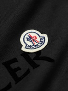 Moncler - Logo-Flocked Appliquéd Cotton-Jersey T-Shirt - Black
