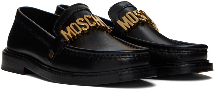 Moschino Black Polished Calfskin Loafers