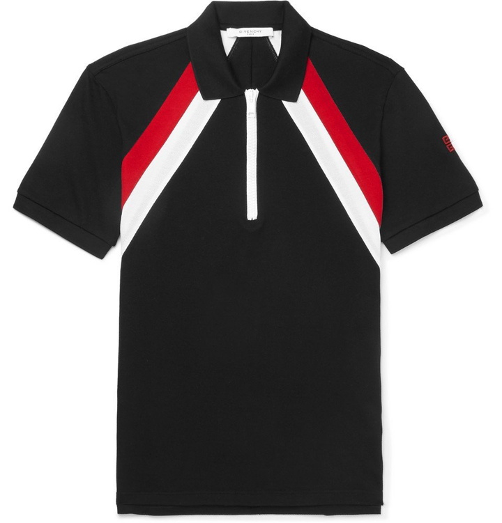Photo: Givenchy - Slim-Fit Striped Cotton-Piqué Polo Shirt - Men - Black