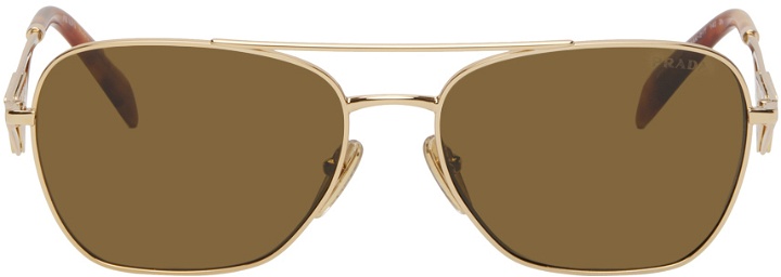 Photo: Prada Eyewear Gold Triangle Logo Sunglasses