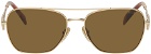 Prada Eyewear Gold Triangle Logo Sunglasses