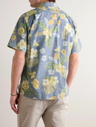 Hartford - Palm Camp-Collar Floral-Print Cotton Shirt - Blue