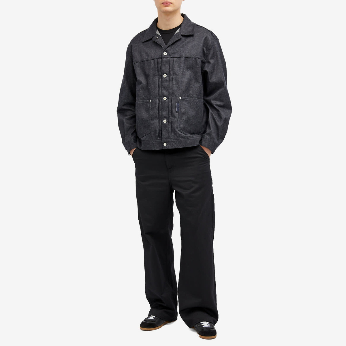 Comme des Garçons Homme Men's Cotton Poly Denim Trucker Jacket in Navy/White