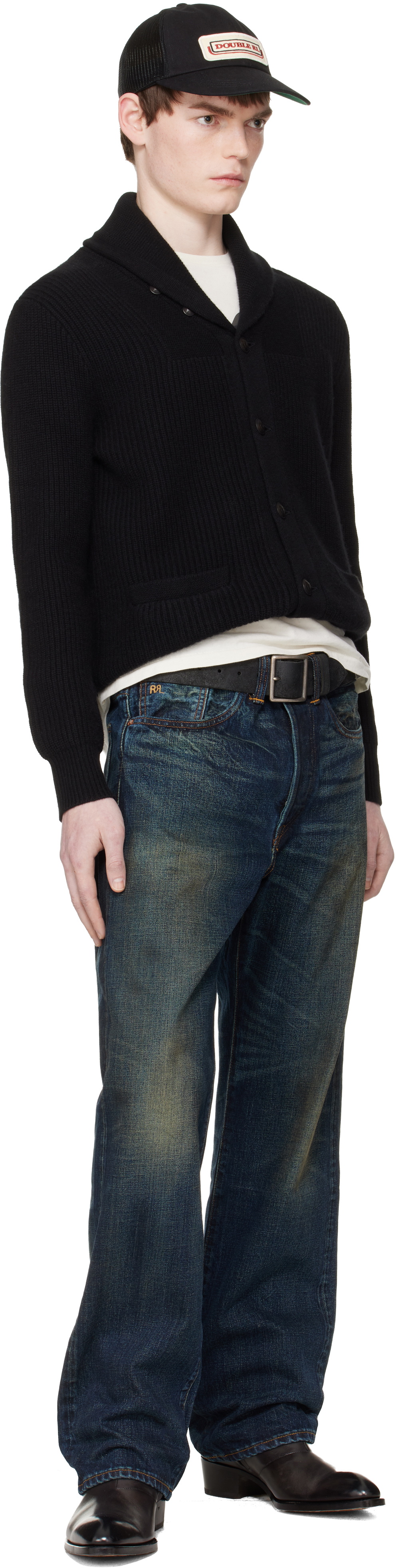 RRL Black Cashmere Shawl-Collar Cardigan