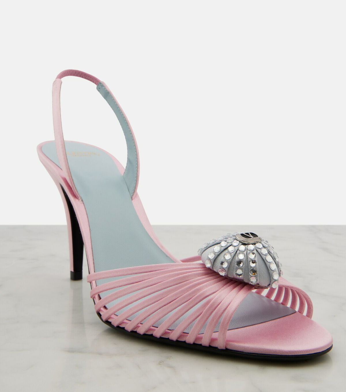 Valentino Garavani Cœur Royal satin slingback sandals
