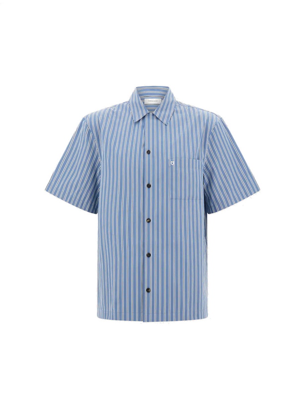Photo: Ferragamo Mens Short sleeve popline shirt in Blue