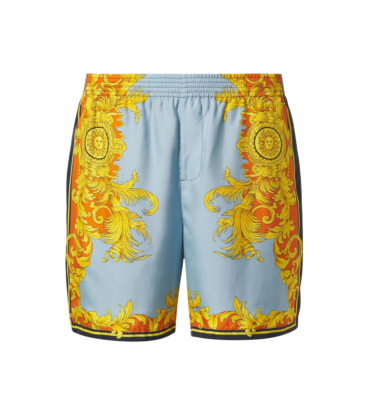 Versace Men's Baroque Silk Short in Blue Versace