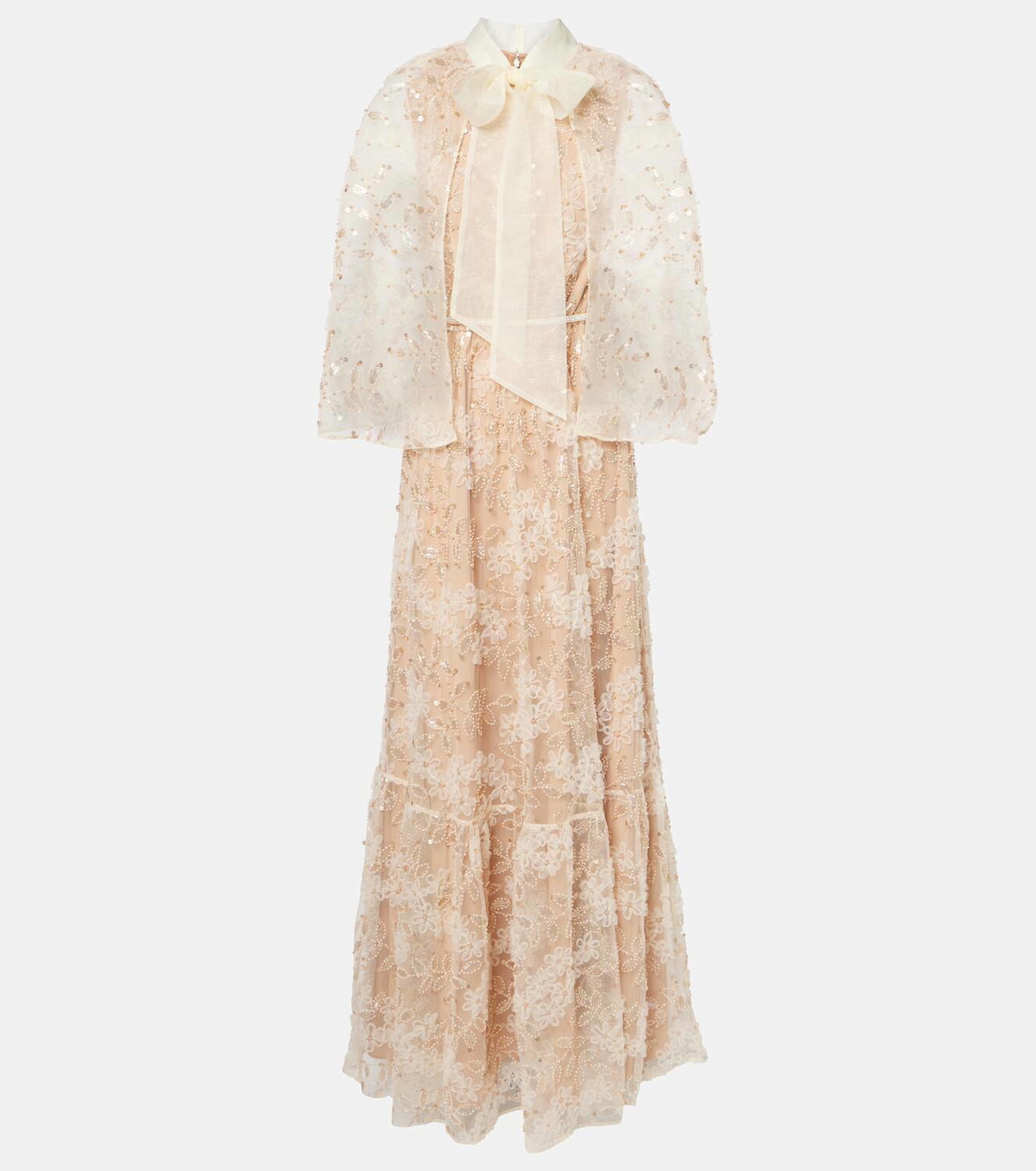 Self-Portrait Embroidered caped gown