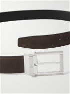Montblanc - 3.5cm Reversible Suede and Pebble-Grain Leather Belt