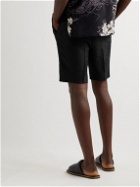 SAINT LAURENT - Straight-Leg Pleated Wool and Silk-Blend Brocade Shorts - Black