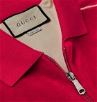 Gucci - Oversized Logo-Appliquéd Webbing-Trimmed Piped Velvet Track Jacket - Red