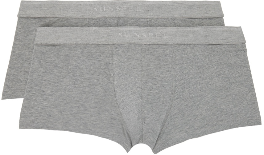Photo: Sunspel Two-Pack Gray Superfine Boxer Briefs